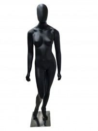 Manequim feminino Expor, cara de ovo na cor preto fosco mo reta (BASE OPCIONAL)