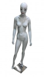 Manequim feminino Jane com face, na cor branca mo reta (BASE OPCIONAL)