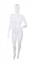 Manequim Feminino Smart Fitness, com pose, cintura esquerda, branco brilho(JÁ ACOMPANHA A BASE NA COR BRANCA)