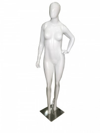 Manequim feminino Carol, cara de ovo mo esquerda na cintura na cor branca brilho (BASE OPCIONAL)