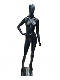 Manequim feminino Jane cara de ovo mo na cintura direita na cor preta fosca (BASE OPCIONAL)