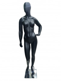 Manequim feminino Luana cara de ovo, mo na cintura esquerda , cor preto fosco  (BASE OPCIONAL)